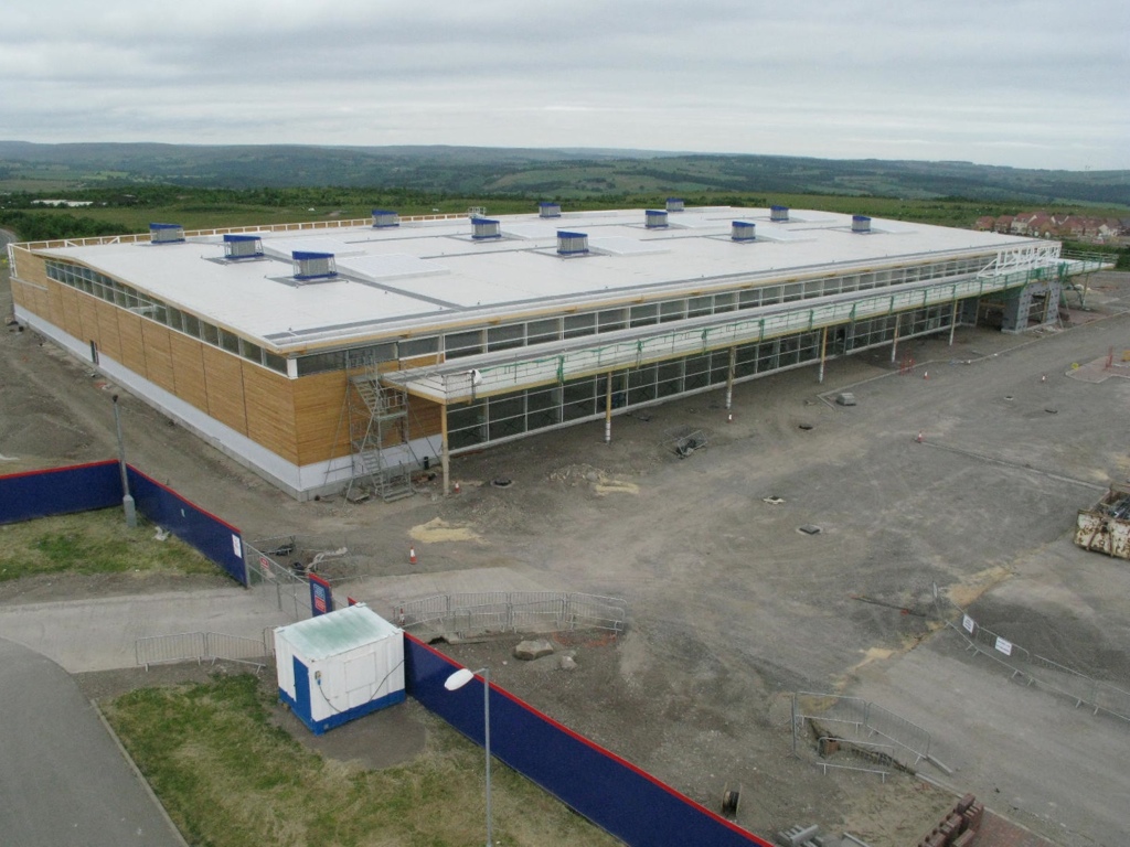 Tesco development and aerial shots of construction work in Consett