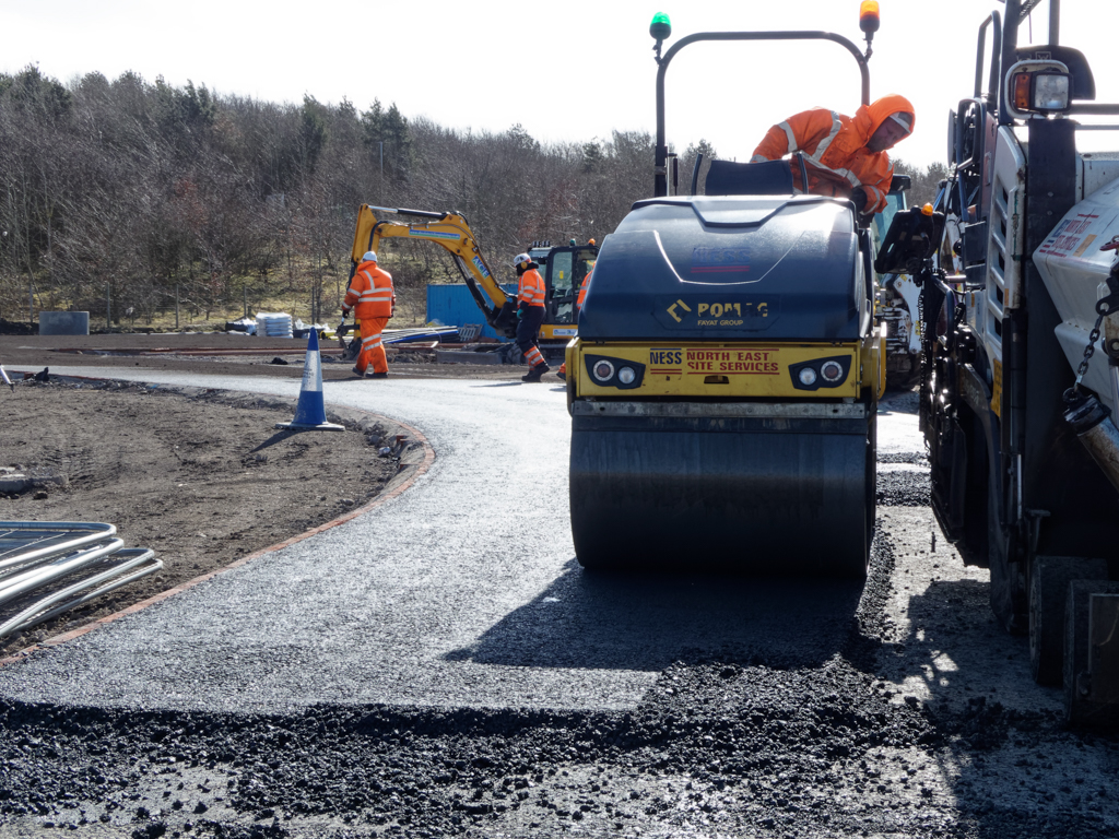 Regents Park Phase 5 groundworks at Consett. Drainage, services and substructure installation and road construction.